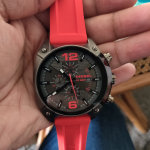 Diesel Reloj rojo de cuarzo con pantalla analógica DZ4481 Overflow para  hombre, Rojo -, Cronógrafo, movimiento de cuarzo