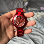 Michael Kors Camille Chronograph Red Coated Stainless Steel Watch