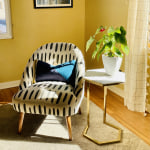 Charcoal gray and ivory dash print noemi store tub chair