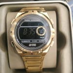 Everett Solar-powered Digital Gold-tone Stainless Steel Watch