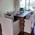 Elena Linen Upholstered Rolling Dining Armchair World Market