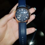 Montre Grant chronographe en cuir Bleu FS4835IE Fossil