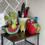 Hand Painted Ceramic Strawberry Figural Measuring Cups
