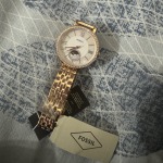 Jacqueline Wink Eye Three Hand Rose Gold Tone Stainless Steel Watch