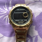 Everett Solar-powered Digital Gold-tone Stainless Steel Watch