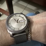 Steel - Watch Stainless Mesh FS6014 Day-Date Three-Hand Fossil - Machine
