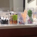 4-Section Acrylic Slanted Pen Organizer Clear, 1-3/4 x 3-3/8 x 6 H | The Container Store