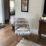 Charcoal gray and ivory dash print noemi store tub chair