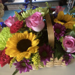 Sunny Garden Basket™ with Roses, Sunflowers, and More