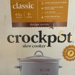 Crock Pot 4.5 Quart Manual Slow Cooker, Damask Pattern, White