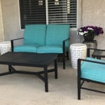 White punched metal top lili accent stool