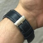 22mm Dark Blue Leather Watch Strap S221255 Fossil
