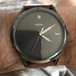 The Minimalist Carbon Series Three Hand Smokey Amber Leather Watch