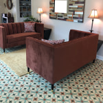 leanna channel tuffed loveseat camel