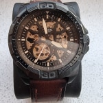 - LiteHide™ Automatic Leather Bronson - Fossil Watch ME3219 Brown