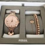 Coffret montre Suitor à trois aiguilles en alliage doré rose et bracelet -  BQ3543SET - Fossil