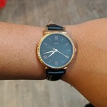 Fossil daisy three hand black leather watch Clearance