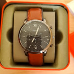 Neutra Chronograph Brown Leather Watch and Bracelet Box Set - FS6018SET -  Fossil