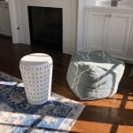White punched metal lili outlet accent stool