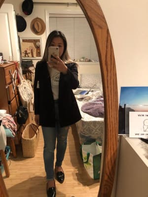 Jacquard Boyfriend Blazer for Women Old Navy
