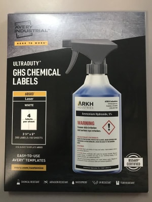 Avery GHS Chemical Labels, 3 1/2 x 5, White, 200/Box - WB Mason
