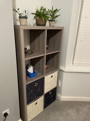 Grey wood store cube organizer