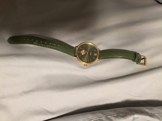 Kalya Three-Hand Olive Leather Watch 