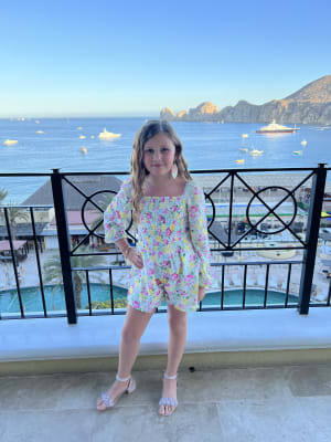 Girl White Floral The Emma Floral Smocked Chiffon Romper by Janie