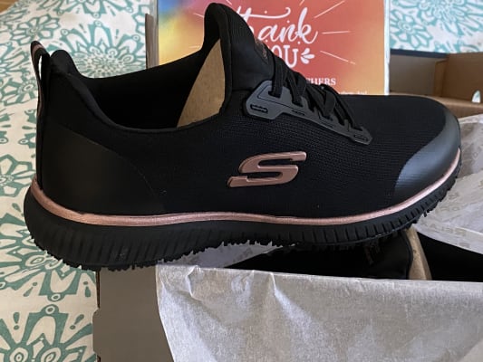 BLACK SKECHERS Womens Squad Slip Resistant Work Shoe