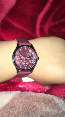 Modern sophisticate multifunction on sale wine leather watch