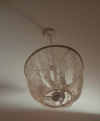 White Capiz Bell 3 Light Chandelier 