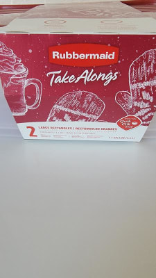 Rubbermaid Takealongs Christmas 2 Large Rectangles Containers Dk Red 1.1  Gallon