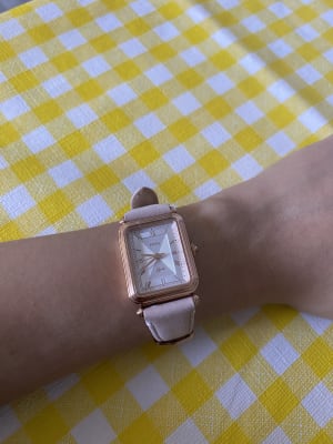 Lyric Three-Hand Blush Leather Watch 