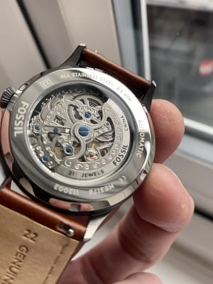 Forrester automatic amber leather watch outlet