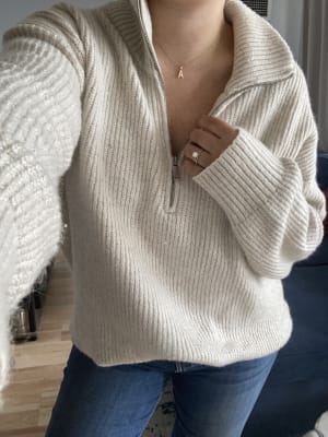 Rib-Knit Quarter-Zip Sweater for Women