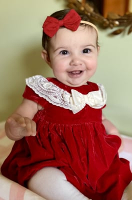 Newborn Holiday Red Baby Lace Ruffle Velvet Dress by Janie and Jack
