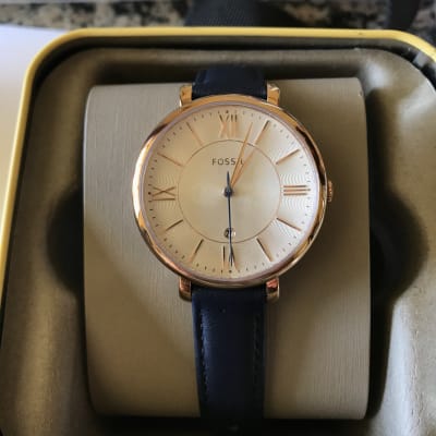 Jacqueline Navy Leather Watch - ES3843 - Fossil
