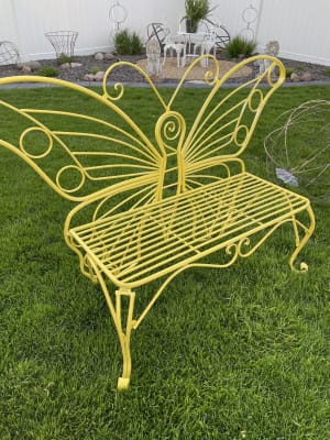 Butterfly Garden Bench Yellow Painted Metal Benches Patio tagumdoctors ...