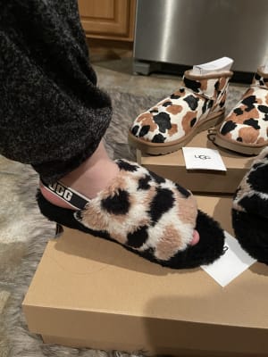 Fluff Yeah Slide Cow Print Slipper | UGG®