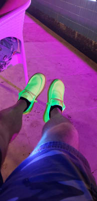 Wally Funk Mono Slip-On Sneakers - Punch/Lime Color, Stretchy Knit Comfort Shoes For Men & Women - View #2