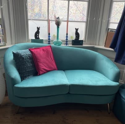 Lucie Asymmetric 2 Seater Sofa Teal Homebase