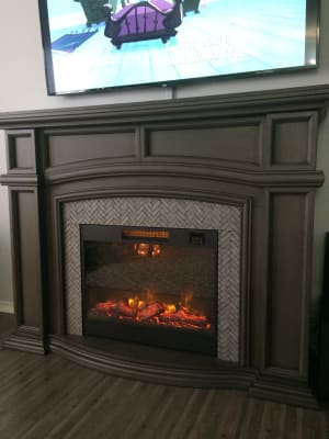 62 Grand Gray Electric Fireplace Big, Fireplace Mantel Tv Stand Big Lots