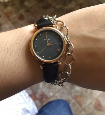Carlie Mini Three-Hand Black Leather 