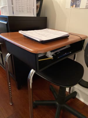 Braced Combo School Desk - Hard Top - 16 Seat Height, Plastic Academia