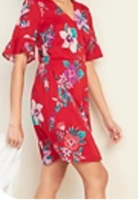 Waist Defined Bell Sleeve Faux Wrap Dress for Women Old Navy