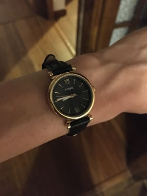Carlie Mini Three-Hand Black Leather Watch - ES4700 - Fossil