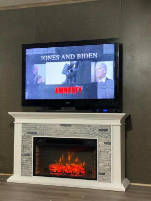 Canyon Heights Electric Fireplace Mantel Package In White Fireplaces Direct Canyon Heights Electric Fireplace, Canyon Heights Faux Stacked Stone Electric Fireplace