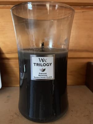 21.5oz Large Hourglass Jar Candle Warm Woods Trilogy - Woodwick : Target