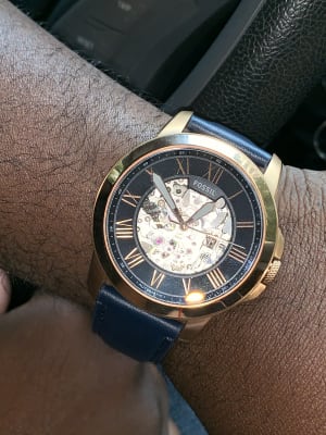Fossil grant automatic on sale blue leather watch