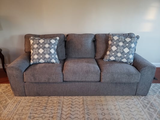 Redding Gray Chenille Sofa With Pillows Big Lots